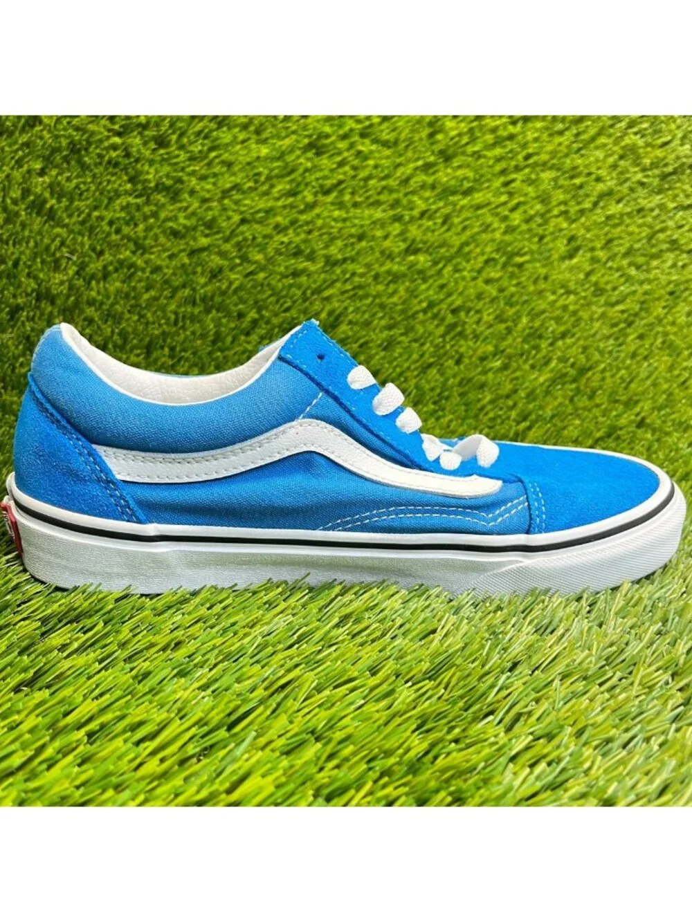 Vans Old Skool Womens Size 7.5 Blue White Athletic Skateboard Shoes Sneakers